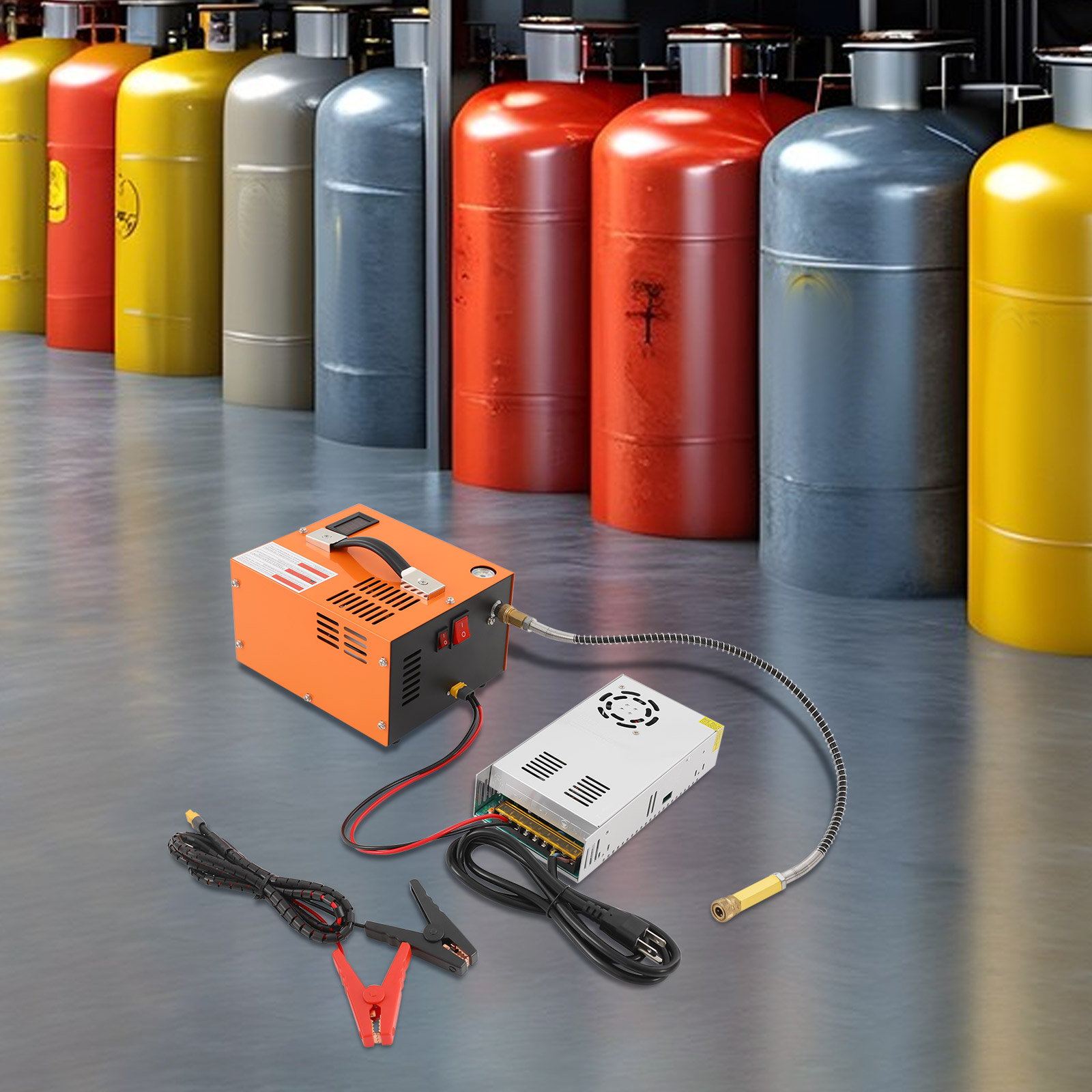 Outdoor Adventure Ideas - Oranje RVS hogedruk luchtcompressorpomp, dubbele voeding