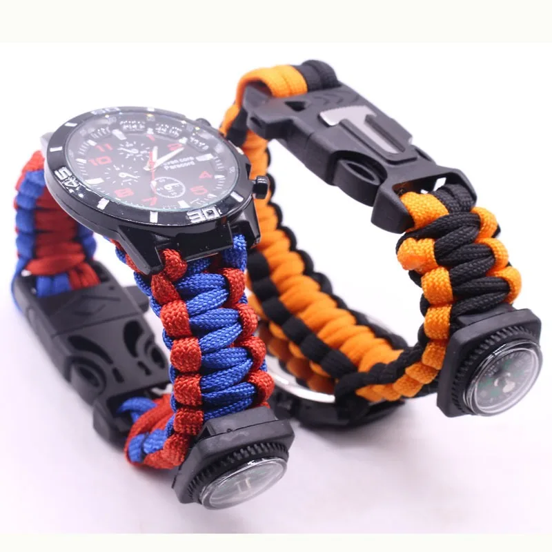 Outdoor Adventure Watches - Multifunctioneel buitenhorloge Paraplu Touw Weefarmband met