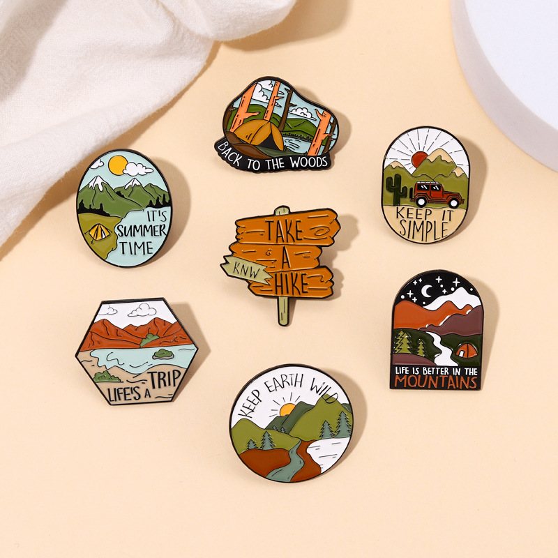 Outdoor Adventure Quotes - Outdoor Camping Mountain Emaille Pins Set