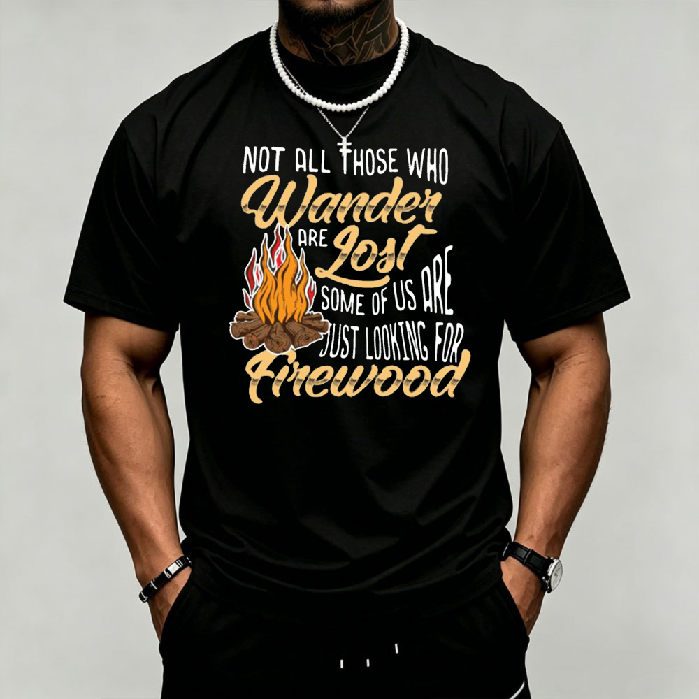 Outdoor Adventure Quotes - amping Campfire Graphic Heren T-shirt Quote