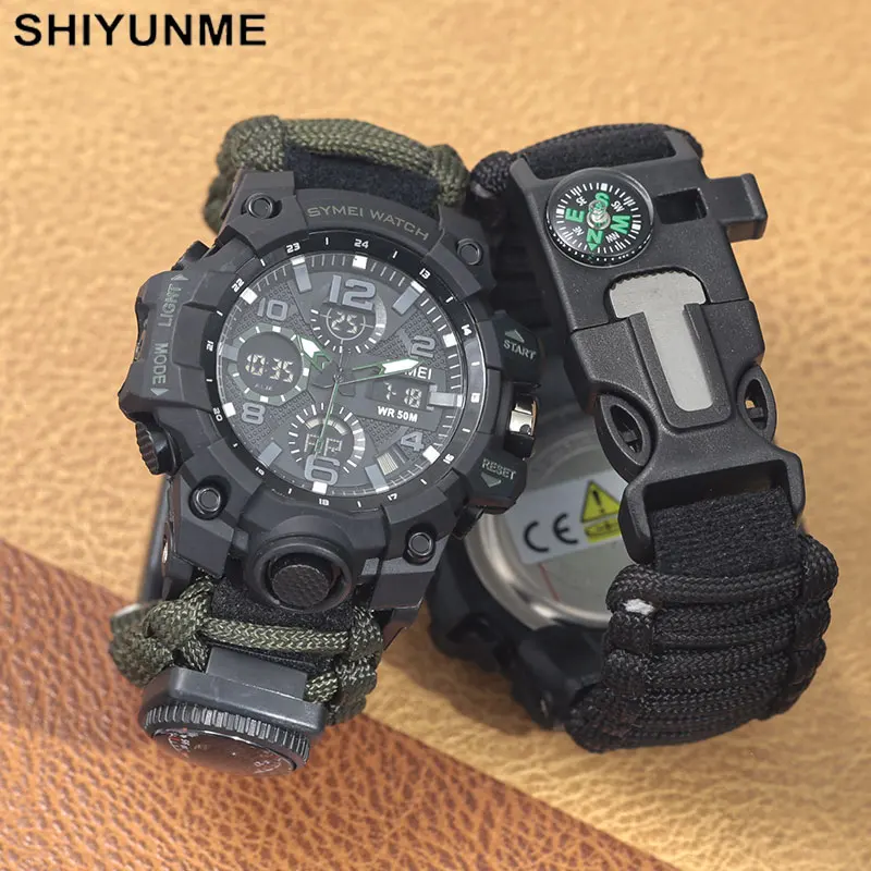 Outdoor Adventure Watches - SHIYUNME Outdoor Survival Herenhorloge Multifunctioneel Waterdicht