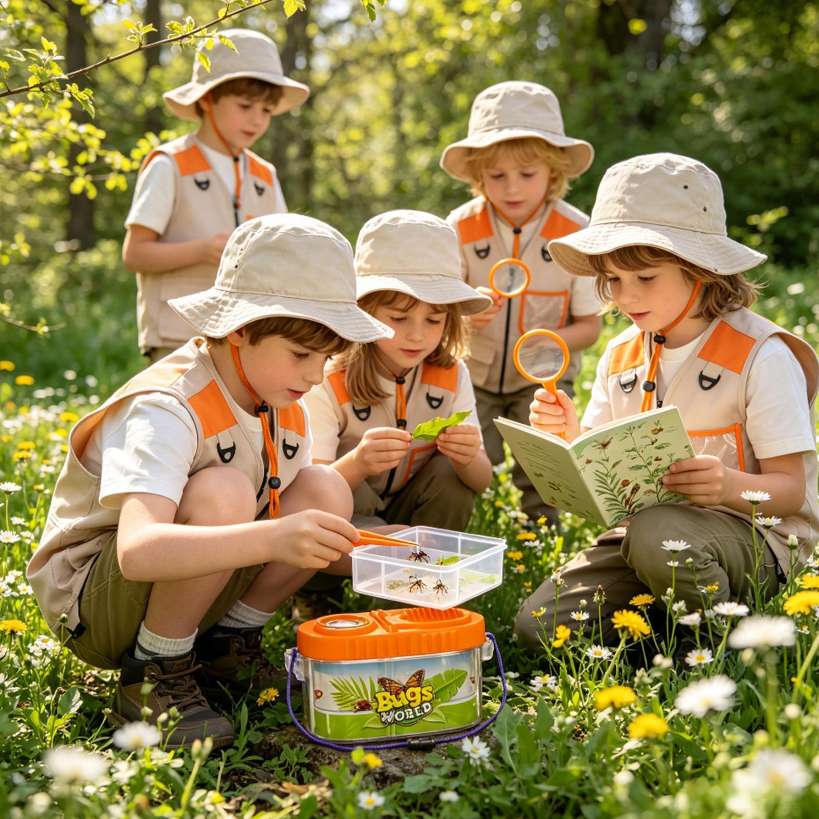 Outdoor Adventure Boys - Kinderavontuurset met vergrootglas, lichtgewicht wetenschapset, natuurvliegenvanger-kampeerset