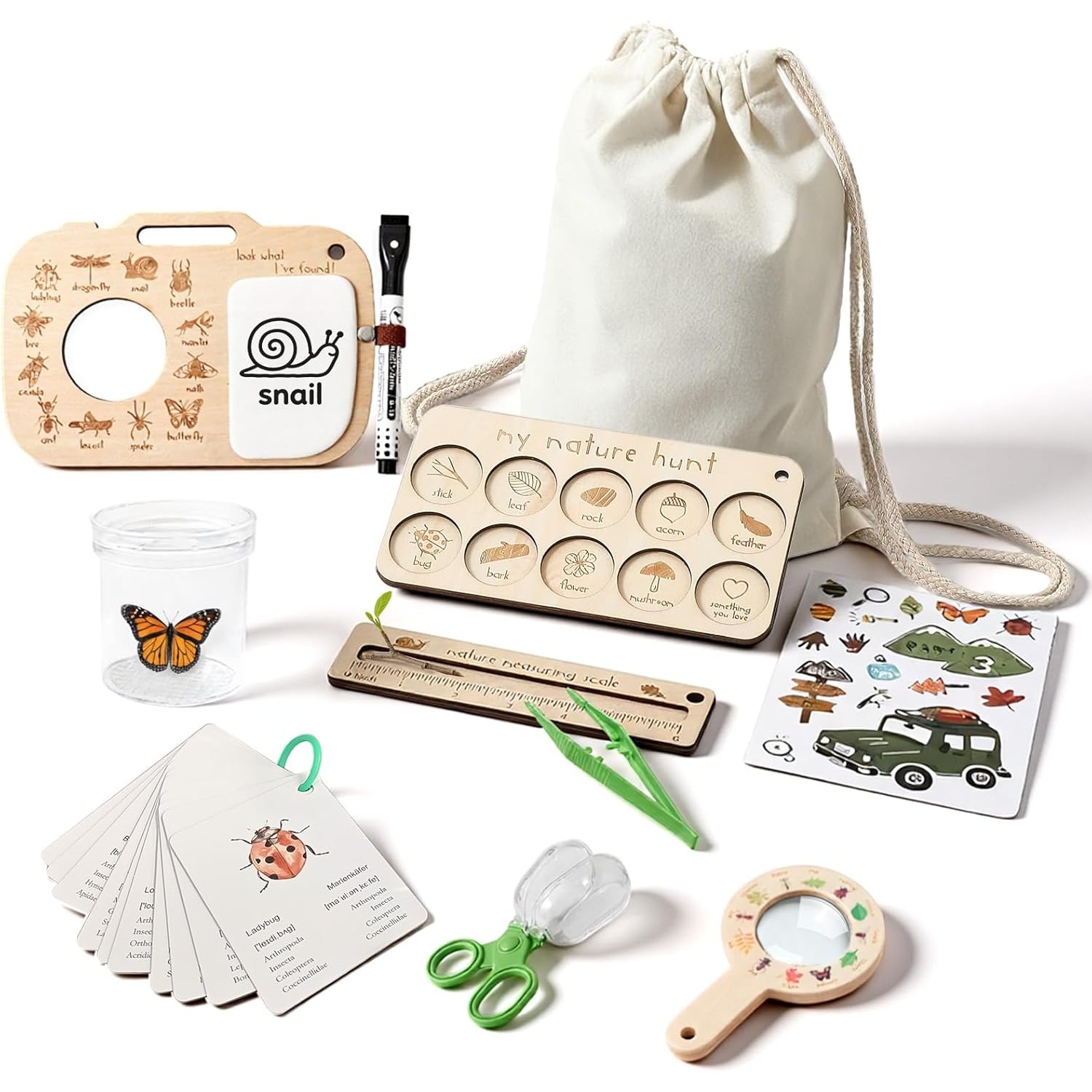 Outdoor Adventure Boys - Insectenvangset voor kinderen met insectenbox, leerkaarten