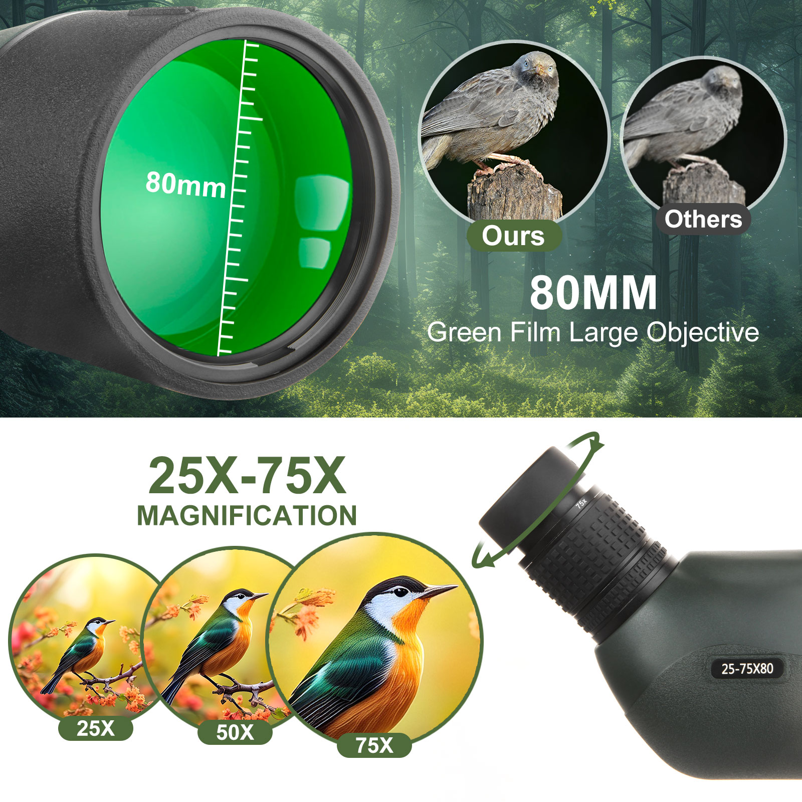 25-75x80 Telescoop Spotting Sc - Outdoor Adventure Watches recensie en prijs