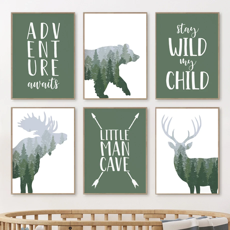 Green Woodland Deer Bear Moose - Outdoor Adventure Quotes recensie en prijs